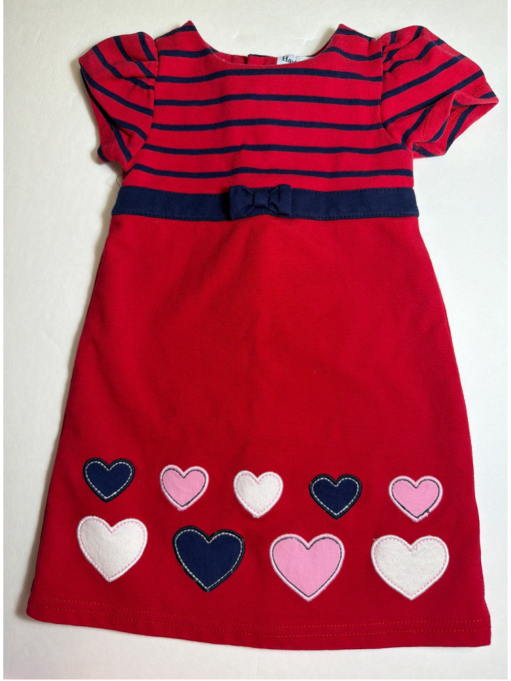 Hartstrings Baby Striped Heart Knit Dress Red Blue 18 Months